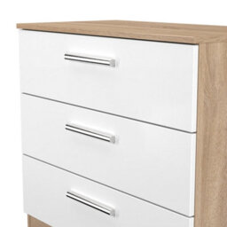 Trent 3 Drawer Chest Of Drawers In White Matt & Bardolino Oak (Ready Assembled) - thumbnail 5