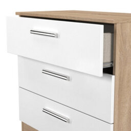 Trent 3 Drawer Chest Of Drawers In White Matt & Bardolino Oak (Ready Assembled) - thumbnail 6