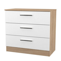 Trent 3 Drawer Chest Of Drawers In White Matt & Bardolino Oak (Ready Assembled) - thumbnail 4