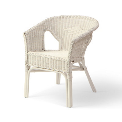 Desser Wicker Loom Chair White Rattan Armchair For Small Adults (H)71Cm X (W)57Cm X (D)54Cm - image 1