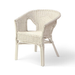 Desser Wicker Loom Chair White Rattan Armchair For Small Adults (H)72Cm X (W)60Cm X (D)60Cm