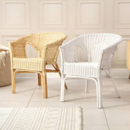 Desser Wicker Loom Chair White Rattan Armchair For Small Adults (H)71Cm X (W)57Cm X (D)54Cm - thumbnail 4