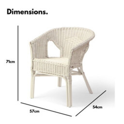Desser Wicker Loom Chair White Rattan Armchair For Small Adults (H)71Cm X (W)57Cm X (D)54Cm - thumbnail 2