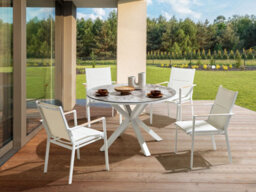 Beliani Garden Dining Table Maletto 120 Cm 120 Cm Glass Dark Grey - thumbnail 4