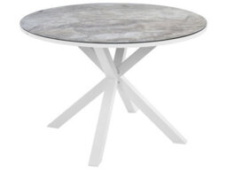 Beliani Garden Dining Table Maletto 120 Cm 120 Cm Glass Dark Grey
