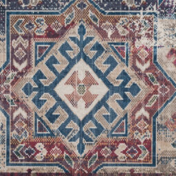 Loomed Washable Non-Slip Burgundy Distressed Area Rug 50Cm X 80Cm - thumbnail 8