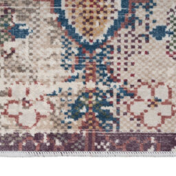 Loomed Washable Non-Slip Burgundy Distressed Area Rug 50Cm X 80Cm - thumbnail 5