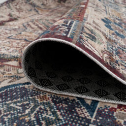 Loomed Washable Non-Slip Burgundy Distressed Area Rug 50Cm X 80Cm - thumbnail 4