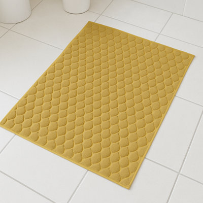 Teardrop Cotton Jacquard Toweling Heavyweight Bath Mat - Ochre - image 1