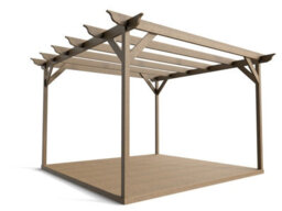 Arbor Garden Solutions Timber Pergola And Decking Complete Diy Kit, Longhorn Design (4.2M X 4.2M, Rustic Brown Finish) - thumbnail 1