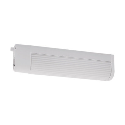 Stylish Wall Mirror Light With White Plastic And Grooved Glass Shade - E14 Bulb Compatible - image 1