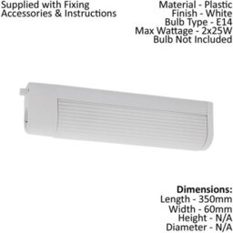 Stylish Wall Mirror Light With White Plastic And Grooved Glass Shade - E14 Bulb Compatible - thumbnail 2