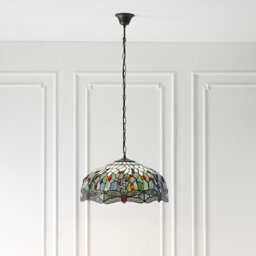 Luminosa Lighting Luminosa Dragonfly Tiffany 3 Light Large Ceiling Pendant Bronze, Blue - thumbnail 3