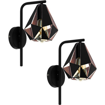 Stylish 2 Pack Led Wall Light Sconce In Black And Antique Copper Finish - image 1
