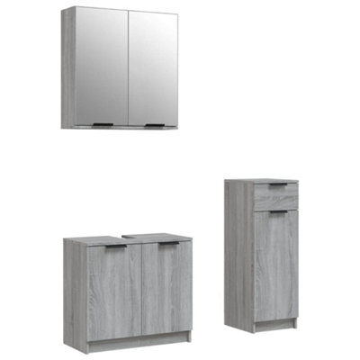 Berkfield Stylish 3 Piece Bathroom Cabinet Set Grey Sonoma Engineered Wood - image 1