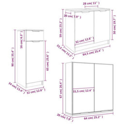 Berkfield Stylish 3 Piece Bathroom Cabinet Set Grey Sonoma Engineered Wood - thumbnail 9