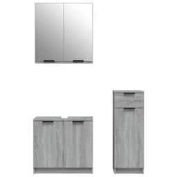 Berkfield Stylish 3 Piece Bathroom Cabinet Set Grey Sonoma Engineered Wood - thumbnail 5