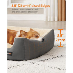 Dog Sofa Bed, Comfortable Raised Pet Bed With Reversible Cushion And Anti-Slip Bottom, Dove Grey And Sand Beige - thumbnail 3