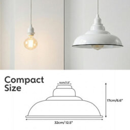 White Ceiling Light Shade With Black Line, Modern Metal Pendant Lampshade For Bedroom Living Room Kitchen Hallway - thumbnail 3