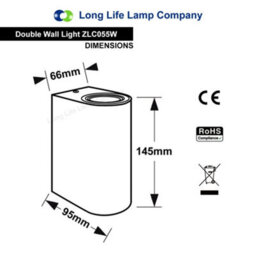 Long Life Lamps Company Matt White Led Modern Double Outdoor Wall Light Up/down Garden Light Zlc055W - thumbnail 2