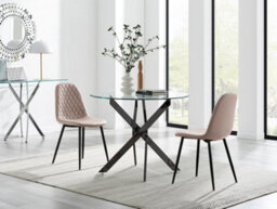 Furniturebox Uk Novara 100Cm Round Black Leg Dining Table & 2 Cappuccino Corona Black Leg Chairs - thumbnail 1