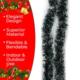 Neel Blue Green & White Metallic Shiny Christmas Tinsel Garland For Xmas Tree & Home Decorations, 2M X 9Cm - thumbnail 3