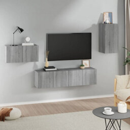 Berkfield Classic 4 Piece Tv Cabinet Set Grey Sonoma Engineered Wood - thumbnail 2