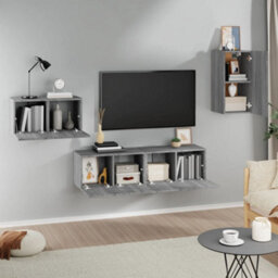 Berkfield Classic 4 Piece Tv Cabinet Set Grey Sonoma Engineered Wood - thumbnail 3