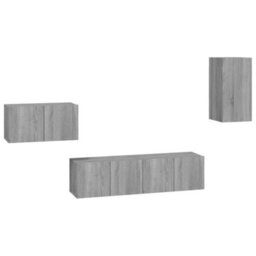 Berkfield Classic 4 Piece Tv Cabinet Set Grey Sonoma Engineered Wood - thumbnail 1