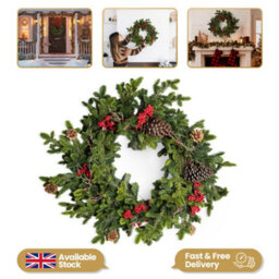 Shatchi Fir Christmas Wreath 80Cm Pe Material Artificial Door Wreath For Door - thumbnail 2