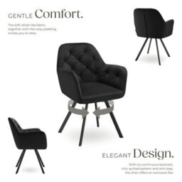 Tectake Set Of 6 Armchair Lucia - Padded, Quilted Pattern, 180 Degree Swivel Chair  - Black - thumbnail 3