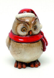 Christmas Decoration - Festive Owl Ceramic Figurine