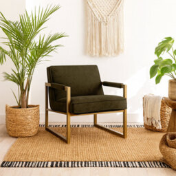 Wyld Haus Firenze Olive Velvet Armchair With Bronze-Style Frame - thumbnail 1