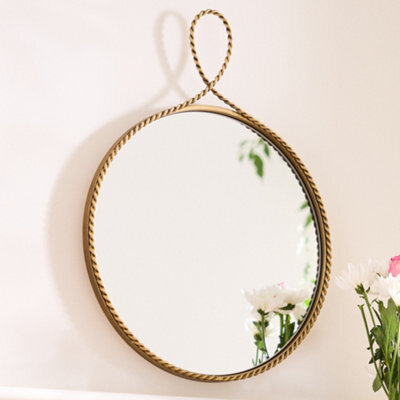 Dibor Traditional Gold Braided Edge Hallway Bedroom Wall Mirror Dia 40Cm - image 1