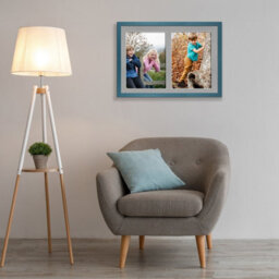 AK Frames 20X14 Navy Blue Sleek Multi Photo Frame With Silver Mount - Holds 2 Apertures (2X) A4 Photos - thumbnail 3