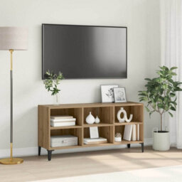 Berkfield Modern Tv Stand Artisan Oak Engineered Wood, Metal Medium Tv Stand - thumbnail 2