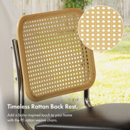 Vonhaus Dining Chairs Set Of 4, Rattan Cantilever Chairs For Dining Room, Mid Century Black Kitchen Chair With Chrome Frame - thumbnail 5
