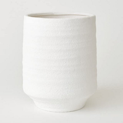 Bloom Tall White Terracotta Vase - Modern Vase For Fresh Or Artificial Flower Stem Bouquet Arrangements - Measures H25.5 X 21Cm Diameter - image 1
