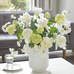 Bloom Tall White Terracotta Vase - Modern Vase For Fresh Or Artificial Flower Stem Bouquet Arrangements - Measures H25.5 X 21Cm Diameter - thumbnail 2