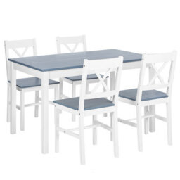 Beliani Dining Set Moana Pine Wood White 4 Seater - thumbnail 1