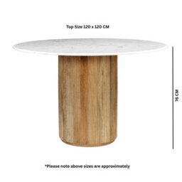 Luxor Real Marbel White Dining Table 120Cm 4 To 6 Seater - thumbnail 6