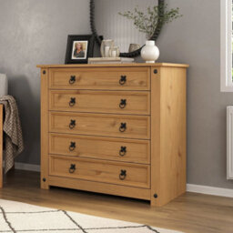 Chest Of Drawers Pine 5 Drawer Solid Pine Mexican Wax - thumbnail 5