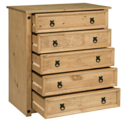 Chest Of Drawers Pine 5 Drawer Solid Pine Mexican Wax - thumbnail 3