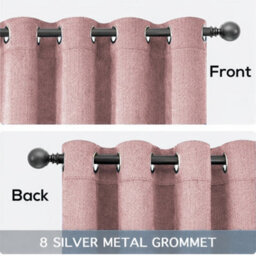 Bedlooms Blush Pink Linen Curtain 100% Blackout Thermal Insulated Eyelet Curtain (Pair) 66 X 72 Inches With Tie Back Two - thumbnail 5