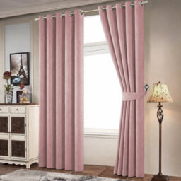 Bedlooms Blush Pink Linen Curtain 100% Blackout Thermal Insulated Eyelet Curtain (Pair) 66 X 72 Inches With Tie Back Two - thumbnail 9