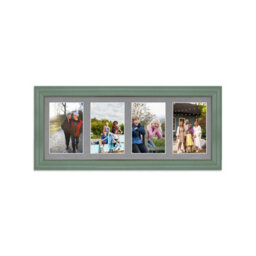 AK Frames 50X20Cm Green Classic Multi Photo Frame With Mid Grey Mount - Holds 4 Apertures (4X) 6X4 Photos - thumbnail 1