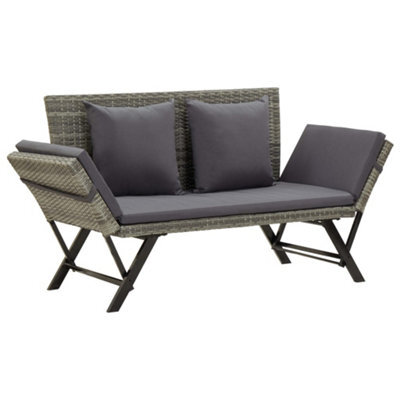 Berkfield Garden Bench With Cushions Grey 176 Cm Poly Rattan - image 1