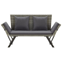 Berkfield Garden Bench With Cushions Grey 176 Cm Poly Rattan - thumbnail 2