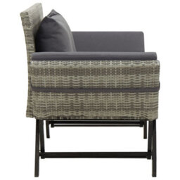 Berkfield Garden Bench With Cushions Grey 176 Cm Poly Rattan - thumbnail 3