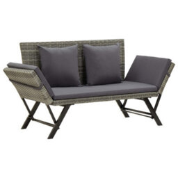 Berkfield Garden Bench With Cushions Grey 176 Cm Poly Rattan - thumbnail 1